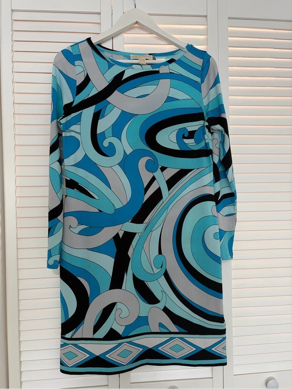 Michael Kors Abstract Print Long Sleeve Dress Size Medium